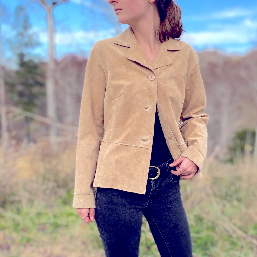 Vintage Brandon Thomas 100 Percent Leather Camel Tan Suede Jacket